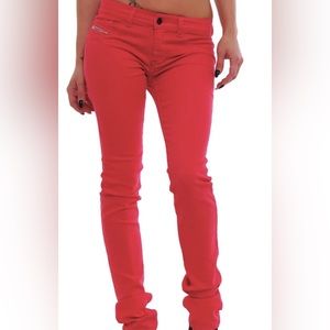 Diesel Women's Jeans W24 Livier 066V1 Super Slim Jegging Low Waist Coral color